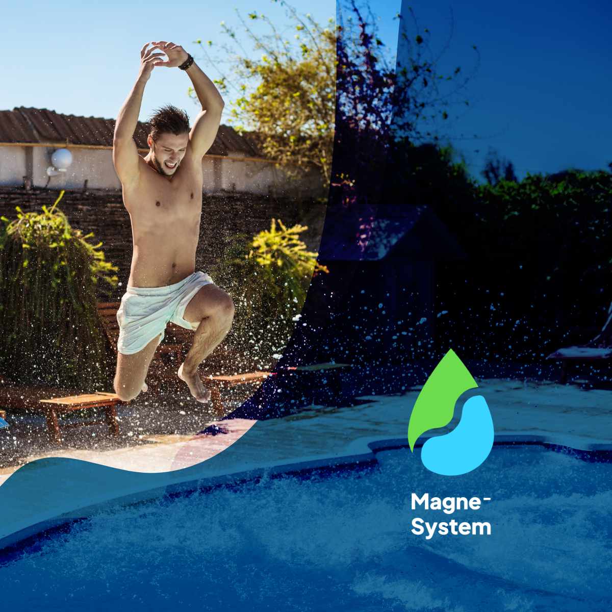 Piscina de obra tratada con Magne-System libre de químicos.