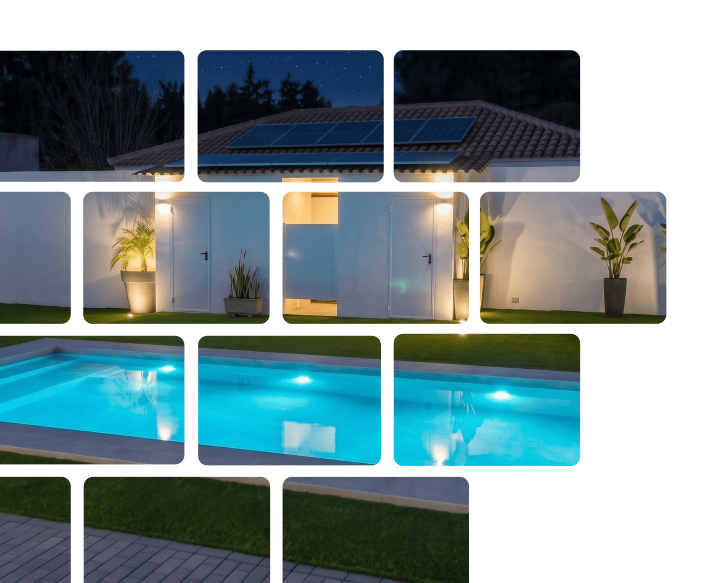 Sistema de control electrónico de piscina y jardín alimentado por placas solares